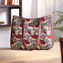 zouk Women Beige, Red Tote-picture-11