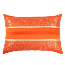 Orange Brocade Textured 12 x 18 Inches Cushion Cover By (Set Of 2) By ANS image 2