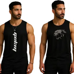 elite emporium apparel Pack of 2 Men's Black and Grey Batman Printed Vest / Ganji / sando Men Vest-picture-27