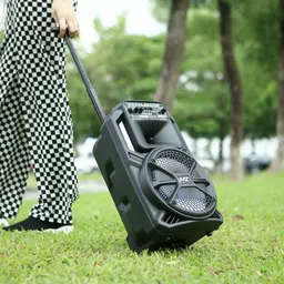 MZ M308 (PORTABLE SPEAKER) Dynamic Thunder Sound with wireless Mic trolley 10 W Bluetooth Party Speaker image 5