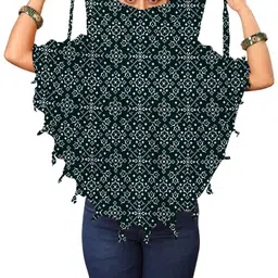 rktextilejtp Printed Rayon Women Black Scarf image 1