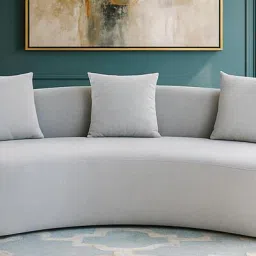 casacraft from pepperfry Myra Boucle Fabric 3 Seater Sofa In Grey Color image 3