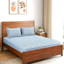 saral home White Abstract 200 TC Microfiber Queen Bedsheet with 2 Pillow Covers-picture-13