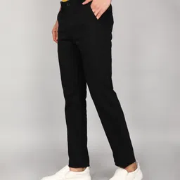 wrogn Men Slim Fit Black Pure Cotton Trousers image 3