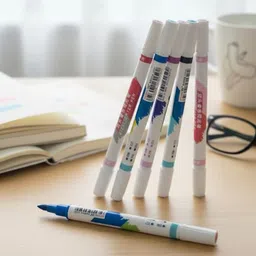 crafty cuddle Dual Tip Highlighter Pens Set – 6 Pcs, 12 Vibrant Colors |Double-Ended Markers image 2