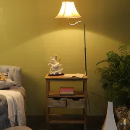 sapphire Francis Cream Iron Shade Shelf Floor Lamp With Wood Base image 2