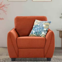 casacraft from pepperfry Virginia Chenille Fabric 1 Seater Sofa In Orange Colour image 1