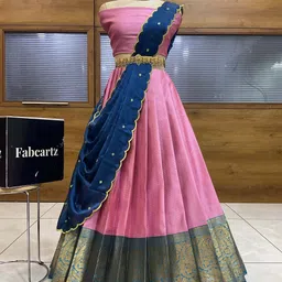 fabcartz Solid Semi Stitched Lehenga Choli image 1