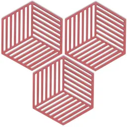 tomatus 3 Pcs Silicone Trivet Mat Heat Resistant Placement for Kitchen.(Red,Line) Polyvinyl Chloride Trivet-picture-36