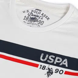 u.s. polo assn. Men Printed Round Neck Cotton Blend White T-Shirt image 2