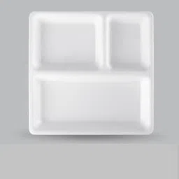 kanha Premium Quality BPA Free Microwave Safe Dishwasher Safe 3 Compartment Plastic White Snacks Plate For Pav Bhaji Chhole Bhature Appetizer Plate Breakfast Plate d For Home Kitchen (10x10 inch) Sectioned Plate image 2