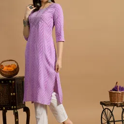 metafab Women Embroidered Viscose Rayon A-line Kurta image 2