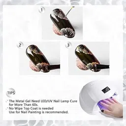 bolt bee 2 Metallic Gel Nail Polish, 3D Golden Silver Painted UV Nail Art image 3