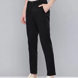 flying machine Men Slim Fit Black Cotton Blend Trousers image 2