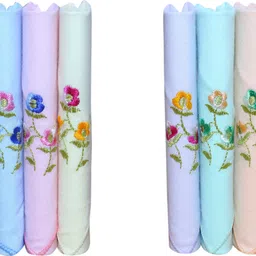 Johnnie Boy cotton handkerchief for girls or women with embroidery of flower design hanky ["Multicolor"] Handkerchief image 2