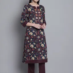 Cantabil Floral Printed Regular Gotta Patti Pure Cotton Kurta With Trousers image 4