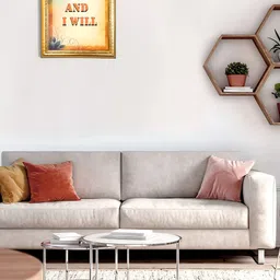 Hawai Gold-Toned & Blue Self Design Wood Wall Photo Frame image 1