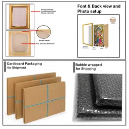 Hawai Gold-Toned & Blue Self Design Wood Wall Photo Frame image 4