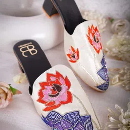 GLAM STORY Embellished Block Heeled Mules-image-74