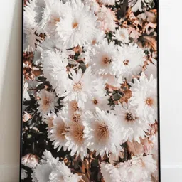 INDIAN CLASSIC ART White & Brown Chrysanthemum Flowers Photo Print Wall Art-picture-25