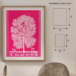 easchim connect Pink Canvas Printed Warli Framed Art image 2