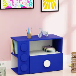Building Blocks Kids Bedside Table in Blue Colour-image-2