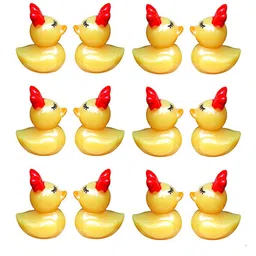 TAYHAA Set Of 12 Yellow Ducks With Red Bows Garden Accessories image 2