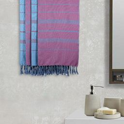 Arrabi Set Of 4 Blue & Purple 210 GSM Printed Cotton Bath Towel-picture-14