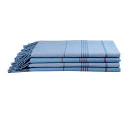 Arrabi Set of 4 Blue & Red Striped Cotton 210 GSM Bath Towels image 3