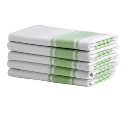 Arrabi Set of 5 Green Stripes Handwoven Cotton Hand Towel image 4