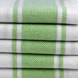 Arrabi Set of 5 Green Stripes Handwoven Cotton Hand Towel image 3