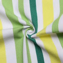 Arrabi Set Of 4 Yellow & Green Stiped Cotton 210 GSM Hand Towels image 2