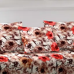 Arrabi Brown Set of 6 Floral Handwoven Chenille Diwan Set image 3