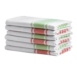 Arrabi White Set of 6 Multi Stripes 210GSM Cotton Hand Towels image 5