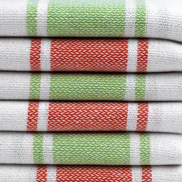 Arrabi White Set of 6 Multi Stripes 210GSM Cotton Hand Towels image 4