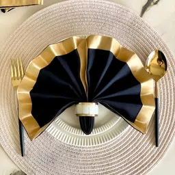 Mason Home Navy Blue & Gold-Toned 6 Pieces Pure Cotton Table Napkins image 4