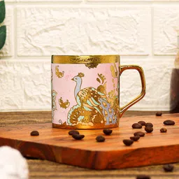 Femora Butterfly & Peacock Blue 6-Pieces Ethnic Motifs Printed Ceramic Glossy Mugs 180ml-picture-41