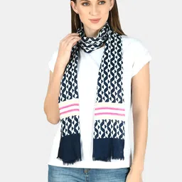 Aditi Wasan Women Navy Blue & White Printed Stole-image-34