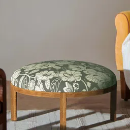 Chumbak Grey Printed Bohemian Ottoman-image-0