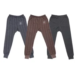mack jonney VIMAL JONNEY Kids Pack Of 3 Striped Cotton Thermal Bottoms image 1