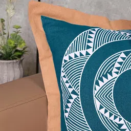 Saral Home Teal & White Set of 3 Geometric Square Cushion Covers image 4