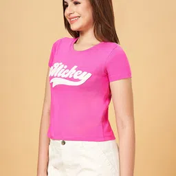 Honey by Pantaloons Mickey Mouse Typography Printed Cotton T-shirt image 4