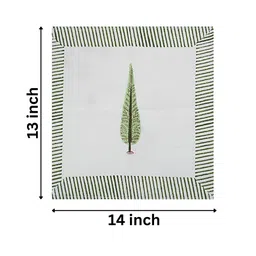 LIVING ROOTS 6-PCs White & Green Printed Table Napkins image 5