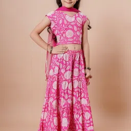 Cutiediva Girls Printed Gotta Patti Cotton Ready to Wear Lehenga & Blouse With Dupatta image 2