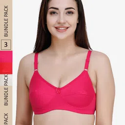 College Girl Pack of 3 Non-Padded Non-Wired All Day Comfort Full Coverage Pure Cotton Bra-picture-38