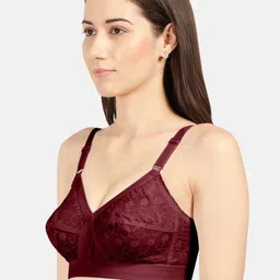 Sonari Women Pack Of 2 Coral & Maroon Non Padded Non Wired Pure Cotton Everyday Bra image 4