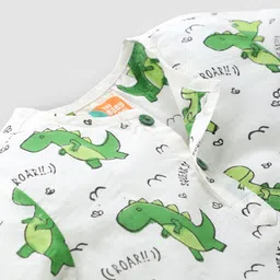 THE BABY LABEL Kids Green Pure Cotton Leo the Dino Hand-Block Print Kurta Pyjama Set image 5