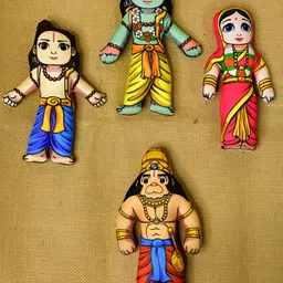 SOWPEACE Stitched Cotton Ram 4 Pieces Yellow & Green Religious Idol Showpiece-image-9