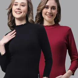 FBAR Pack of 2 Ribbed Cotton Fitted Tops-picture-18