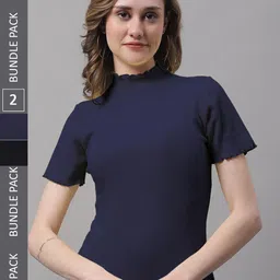 FBAR Pack Of 2 High Neck Cotton Tops-picture-29